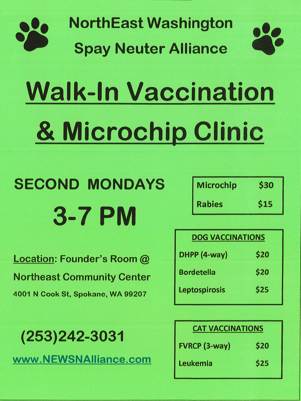 Monthly Low Cost Vet Clinic