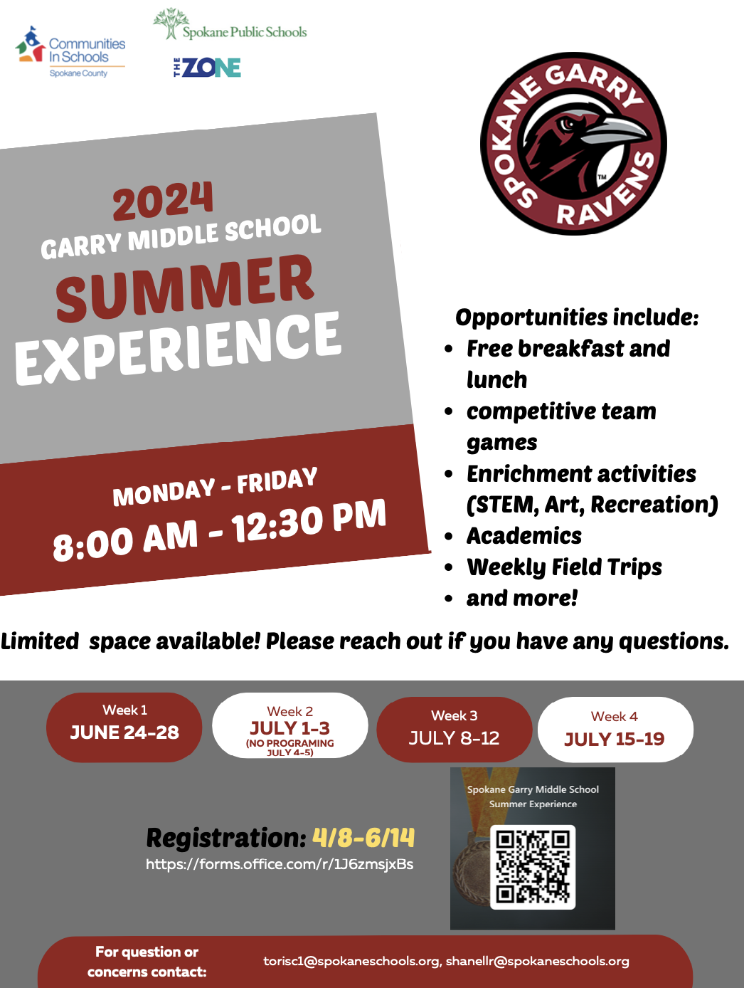 Garry Middle School Summer Camp