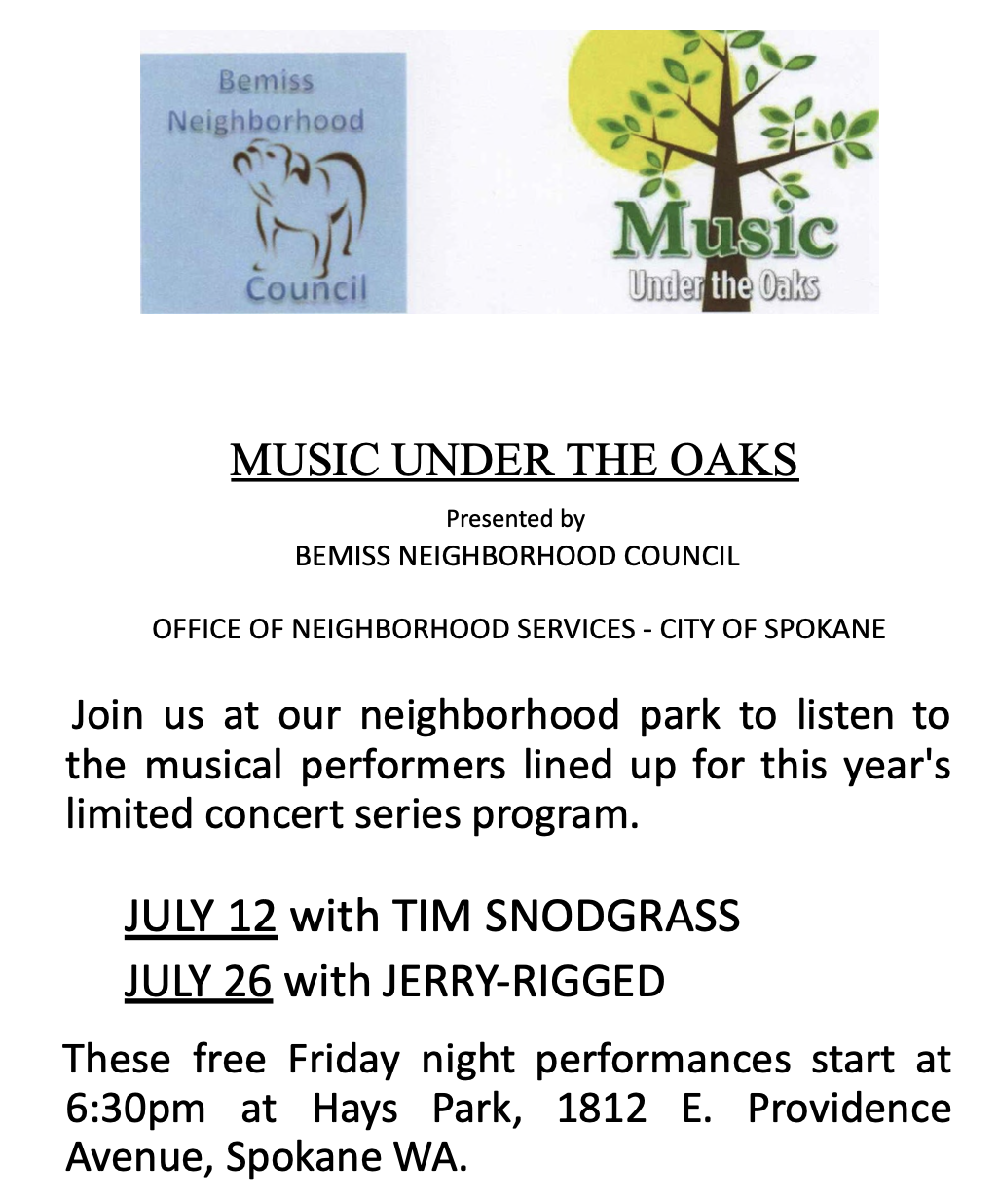 Music Under the Oaks